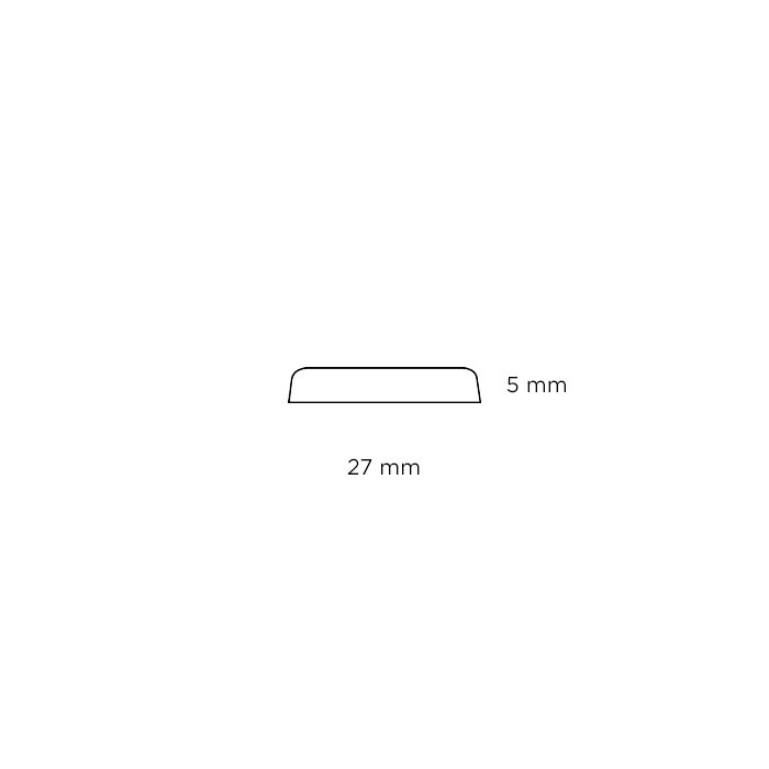 Forkantliste fyr 2 runde kanter - 5 x 27 mm x 3 meter